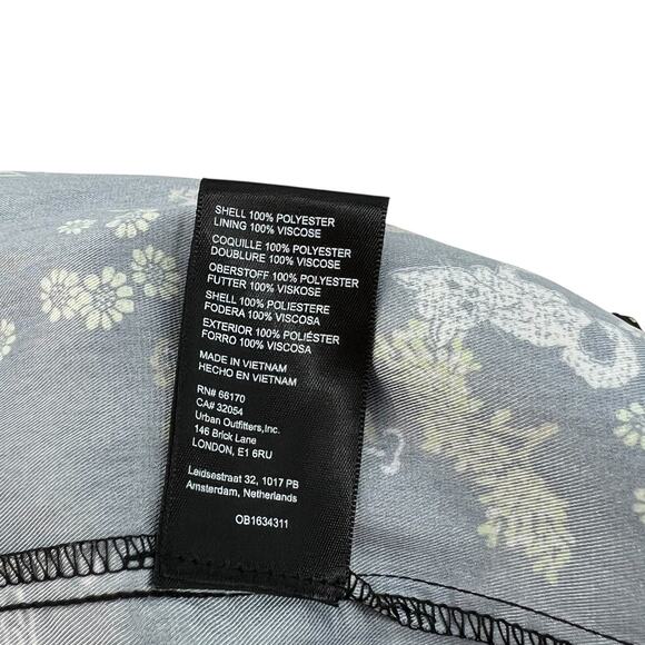 Urban Outfitters Mikayla Floral Midi Dress Cat Print Satin Black Size Small - Picture 15 of 15